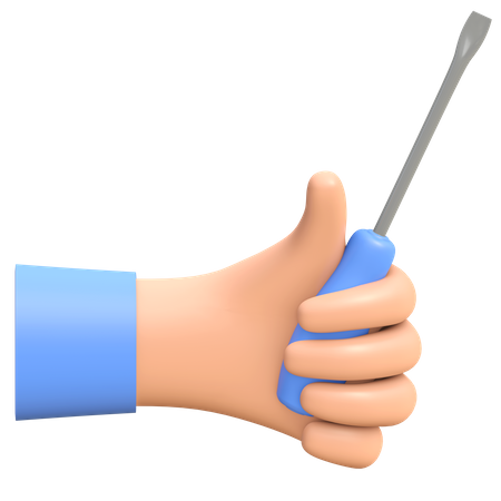 Hand holding screwdriver 3D Illustration