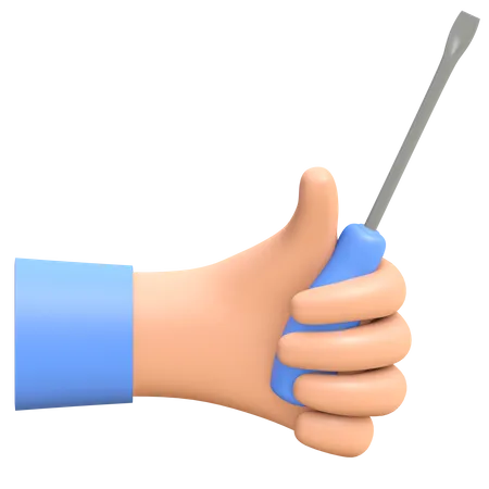 Hand Holding Screwdriver Icon Isolated 3 D Rendered Illustration 3D Illustration