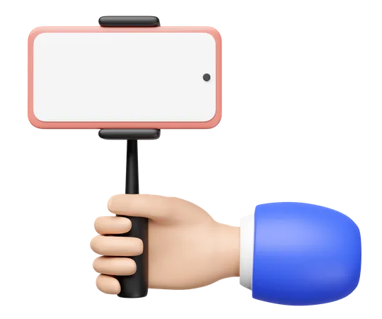 Hand Holding Selfie Stick  3D Icon