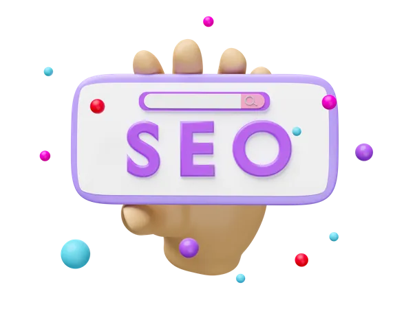 3 D SEO Search Engine Optimization With Hand Holds Mobile Phone Smartphone Icons Search Bar Magnifying Isolated Online Social Concept 3D Icon