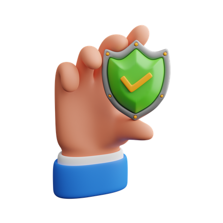 Hand Holding Shield  3D Icon