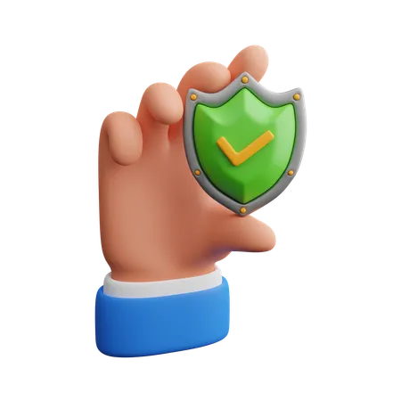 Hand Holding Shield  3D Icon