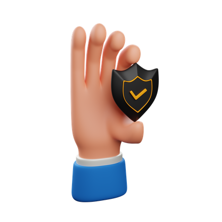 Hand holding shield  3D Icon