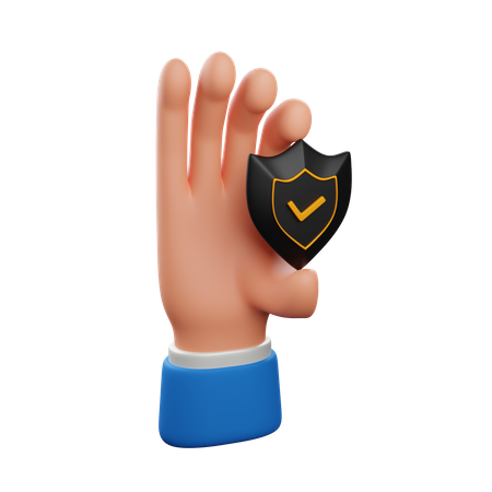 Hand holding shield  3D Icon