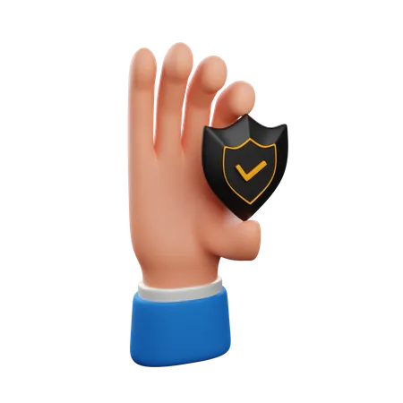 Hand holding shield  3D Icon