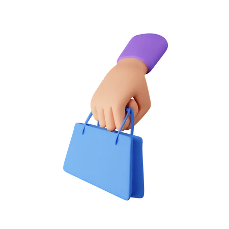 Hand Holding Shopping Bag  3D Icon