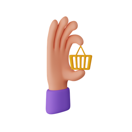 Hand Holding Shopping Basket  3D Icon