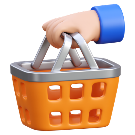 Hand Holding Shopping Basket  3D Icon