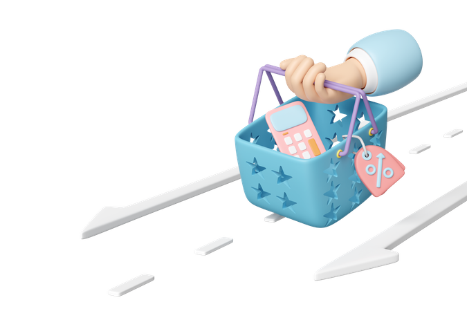 Hand Holding Shopping Basket  3D Icon