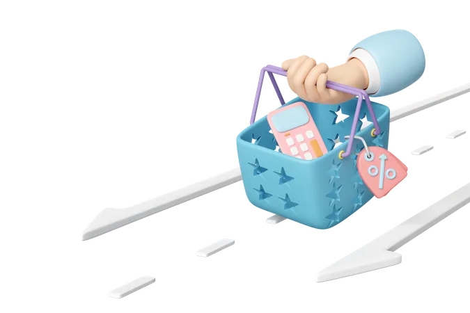 Hand Holding Shopping Basket  3D Icon