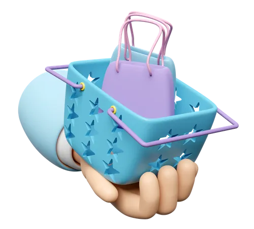 Hand Holding Shopping Basket  3D Icon