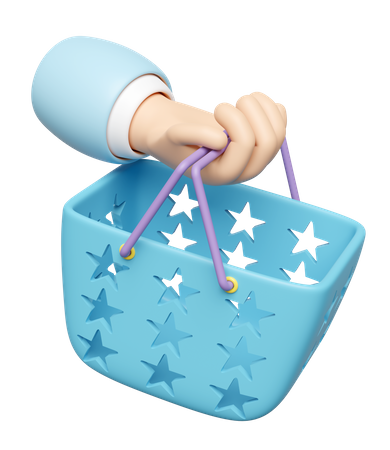 Hand Holding Shopping Basket  3D Icon