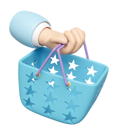 Hand Holding Shopping Basket  3D Icon