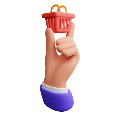 Hand Holding Shopping Basket  3D Icon