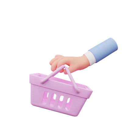 Hand holding shopping basket  3D Illustration