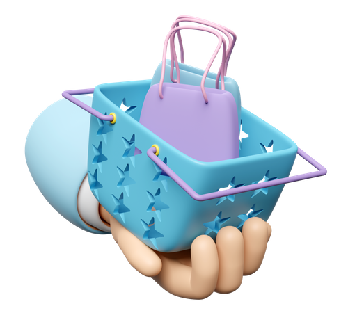 Hand Holding Shopping Basket  3D Icon