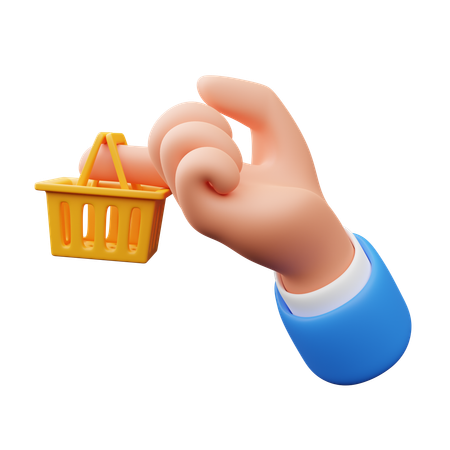 Hand Holding Shopping Cart  3D Icon