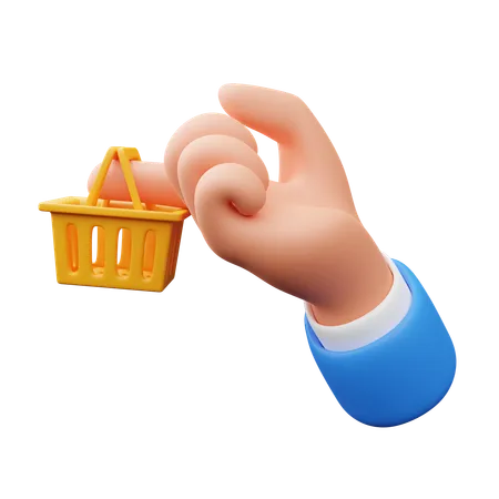 Hand Holding Shopping Cart  3D Icon