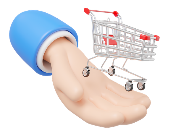 Hand Holding Shopping Cart  3D Icon