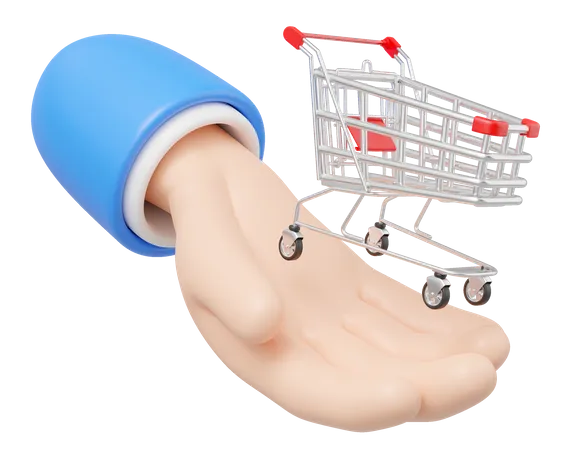 Hand Holding Shopping Cart  3D Icon