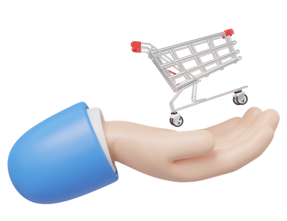 Hand Holding Shopping Cart  3D Icon