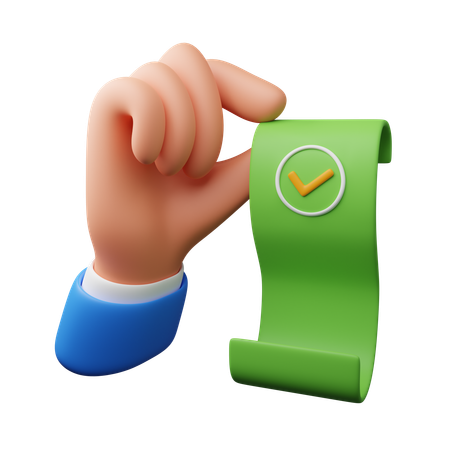 Hand holding shopping invoice  3D Icon