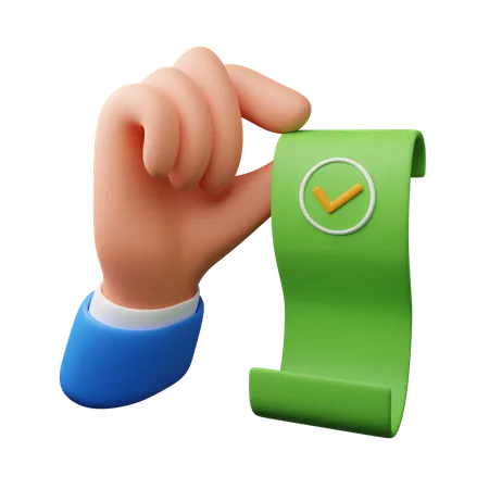 Hand holding shopping invoice  3D Icon