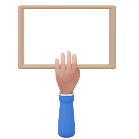 Hand Holding Signboard 3D Illustration