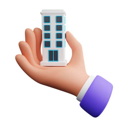 Hand holding skyscraper  3D Icon