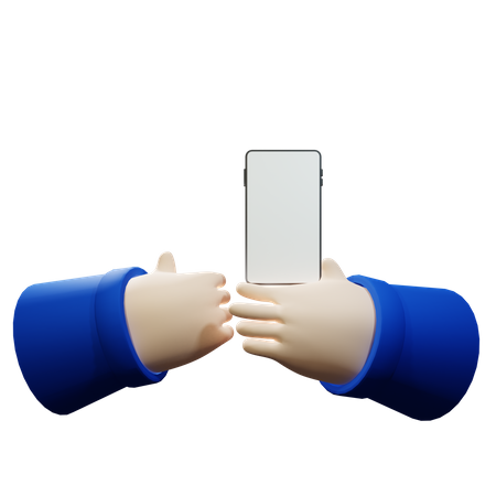 Hand Holding Smart Phone with Blank Screen  3D Illustration