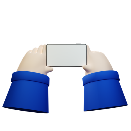 Hand Holding Smart Phone with Blank Screen  3D Illustration