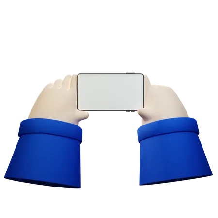 Hand Holding Smart Phone with Blank Screen  3D Illustration