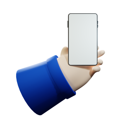 Hand Holding Smart Phone with Blank Screen  3D Illustration