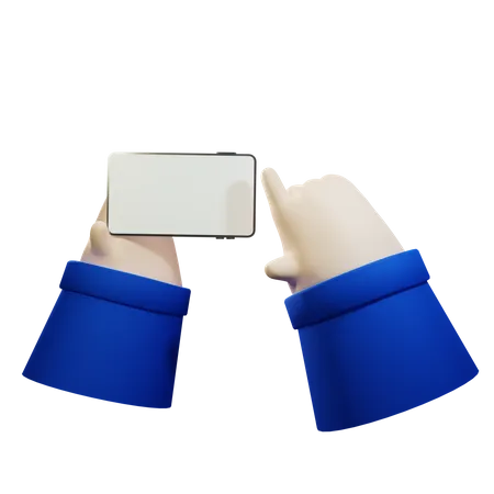 Hand Holding Smart Phone with Blank Screen  3D Illustration