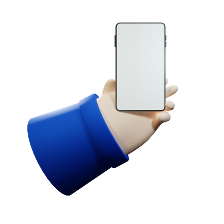 Hand Holding Smart Phone with Blank Screen 3D Illustration