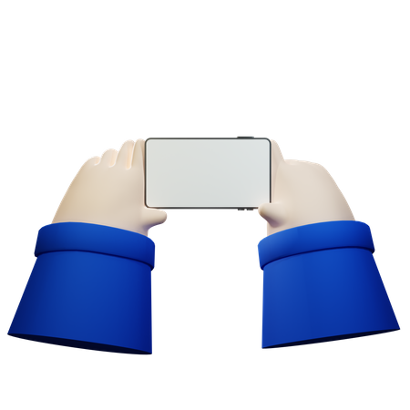 Hand Holding Smart Phone with Blank Screen 3D Illustration