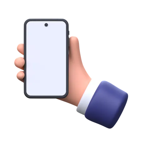 Hand holding smartphone  3D Icon