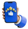 Hand Holding Smartphone Displaying 5 Star Customer Review