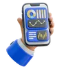 Hand Holding Smartphone Displaying Analytics Charts