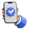 Hand Holding Smartphone Displaying Verified Badge