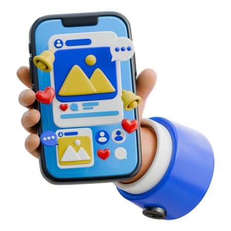 Hand Holding Smartphone For Social Media Browsing  3D Icon