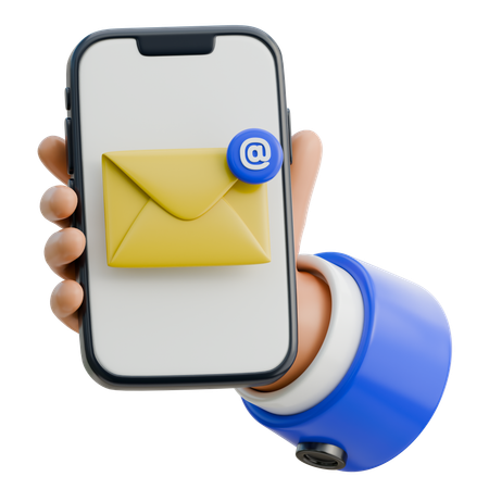 Hand Holding Smartphone Sending An Email  3D Icon