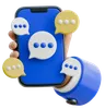 Hand Holding Smartphone Surrounded By Chat Bubbles