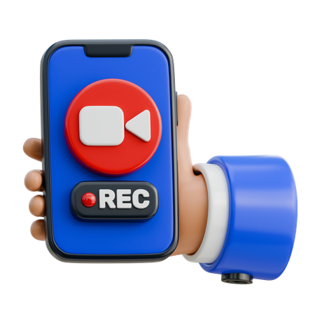 Hand Holding Smartphone With A Camera Icon For Recording  3D Icon