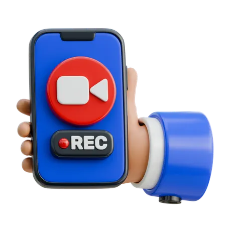 Hand Holding Smartphone With A Camera Icon For Recording  3D Icon