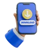 Hand Holding Smartphone With A Download Symbol