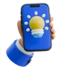 Hand Holding Smartphone With A Light Bulb For Idea