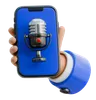 Hand Holding Smartphone With A Microphone For Podcasting