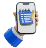 Hand Holding Smartphone With A Notepad For Jotting Ideas