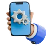 Hand Holding Smartphone With A Settings Gear Icon